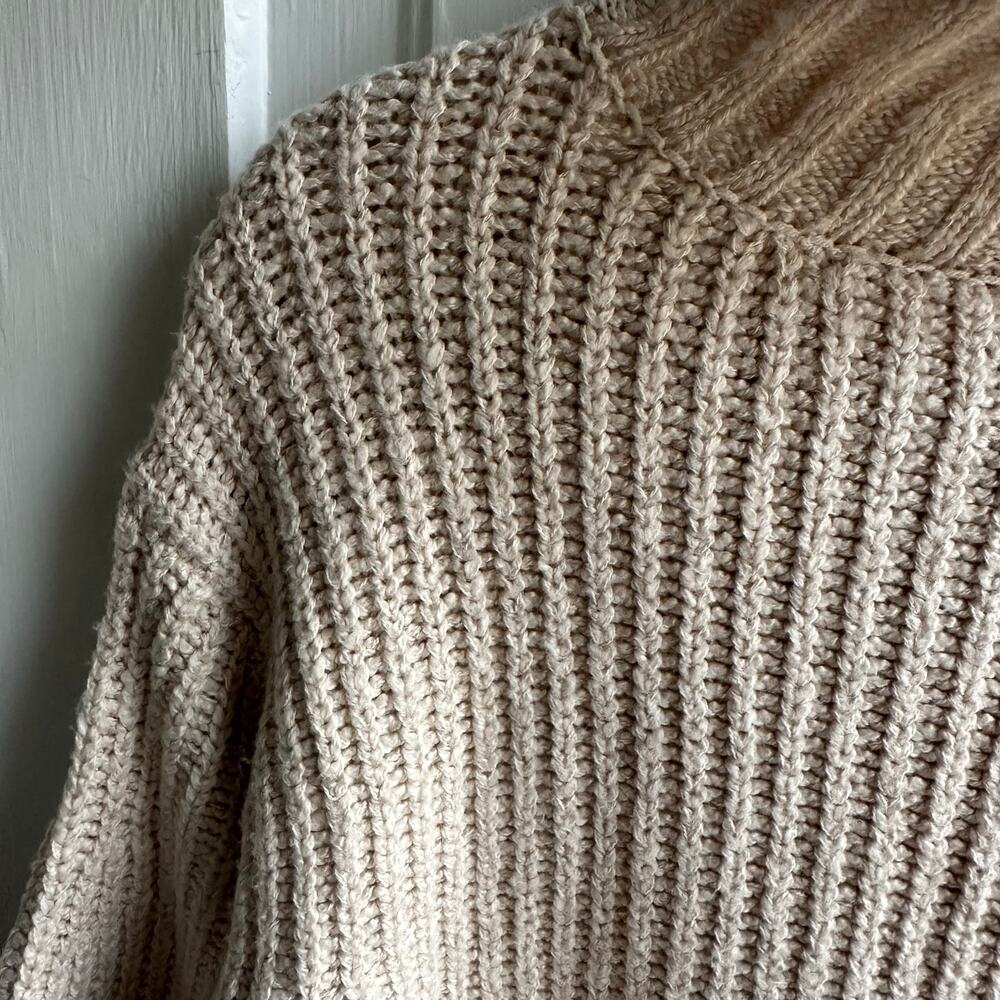 Anthropologie Maeve Funnel Neck Rib Knit Sweater Beige XS - Picture 5 of 8